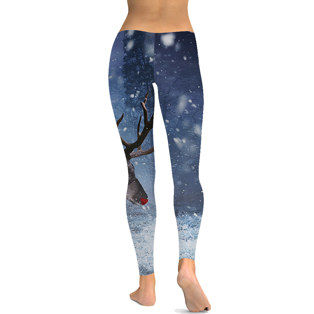 SZ60235 Womens Christmas Moose 3D Printed Leggings